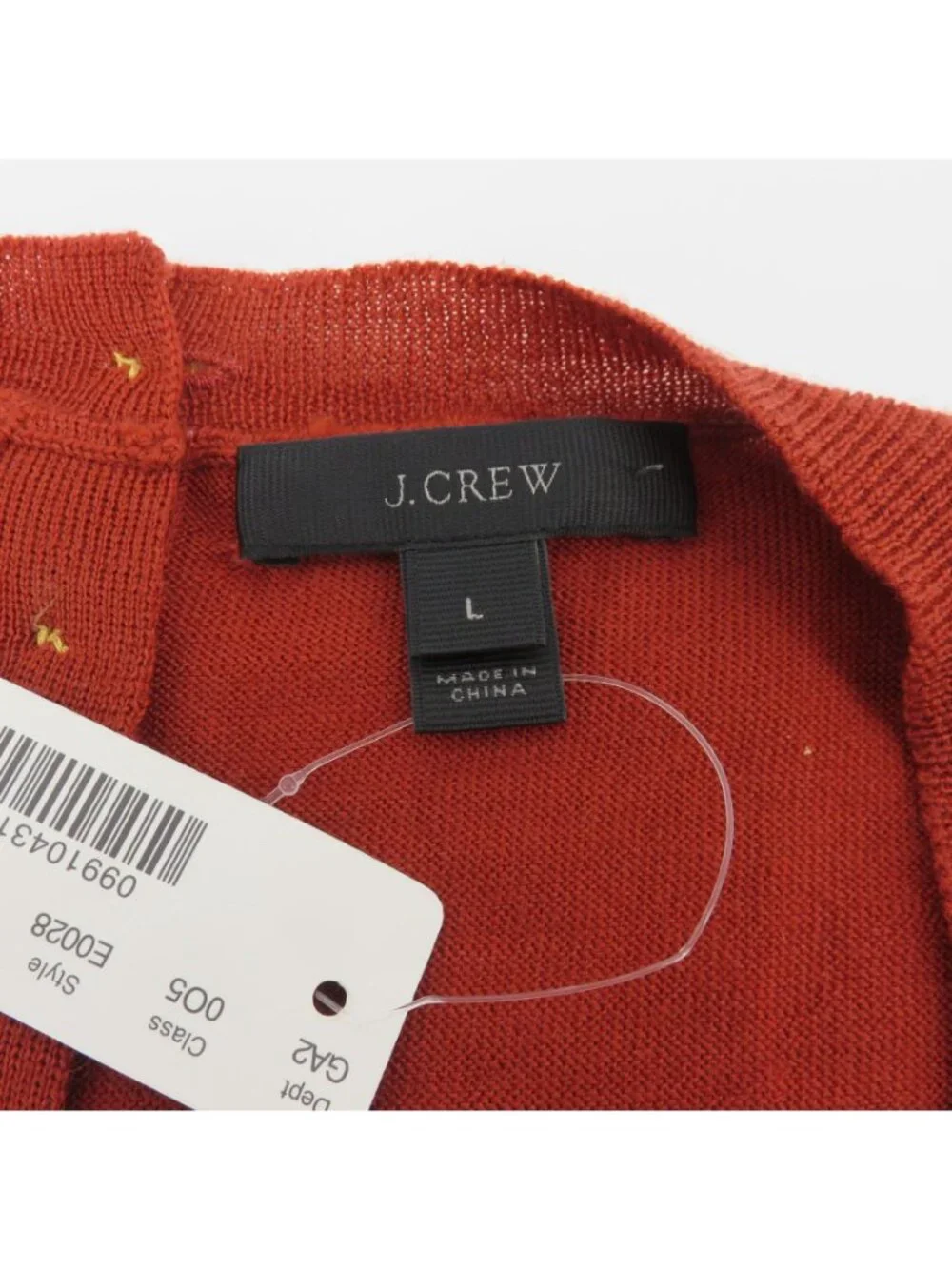 NEW J Crew Women Large Merino Wool Burnt Orange Sleeveless Tight Knit Sweater